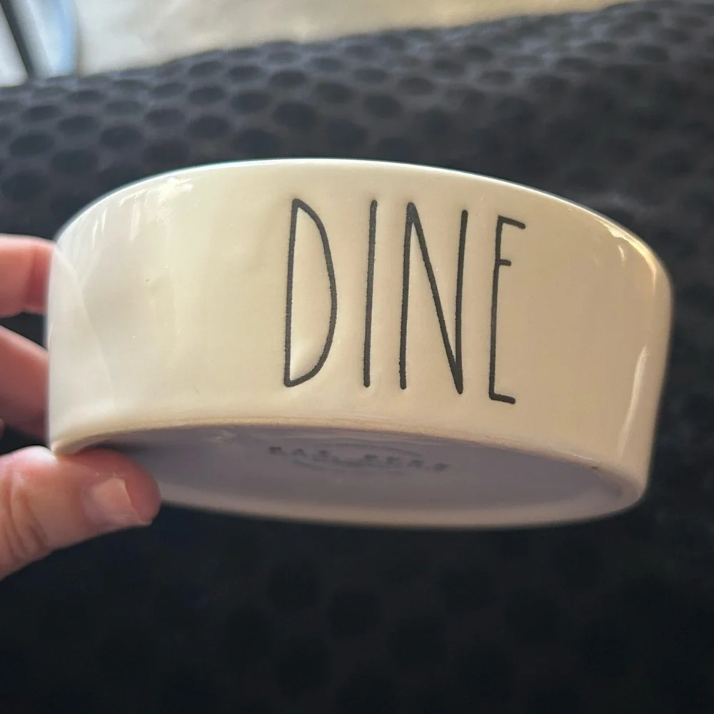 Rae Dunn White Ceramic Pet 'DINE' Bowl